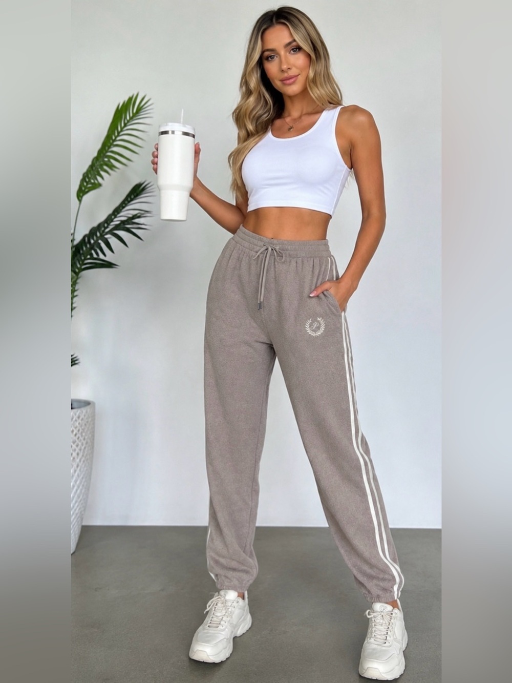 NWT Victoria’s Secret PINK Reverse Fleece Jogger Pants XL Rose Taupe High Waist